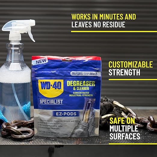 WD-40 Specialist Degreaser and Cleaner EZ-PODS, Customizable Industrial-Strength Concentrate, Multi-Surface Cleaning Solution, Cleans and Degreases BBQ, Patio Cleaner,1-Pack of 5 PODS