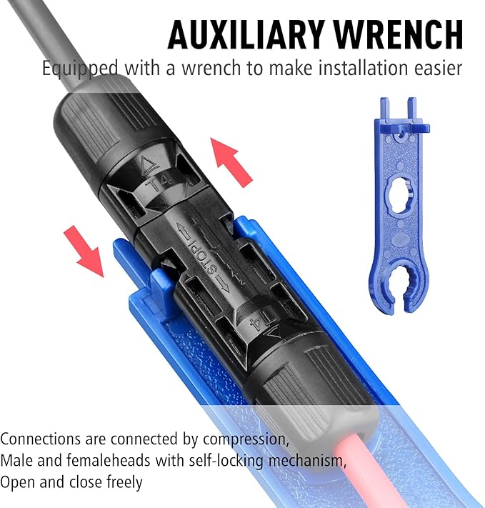 Solar Panel Connectors 1 to 4 Y Branch PV Connector Kit 1 Pair Solar Parallel Adapter 30A IP67 Waterproof Solar Panel Splitter Cable for RVs Roof (M/FFFF, F/MMMM)