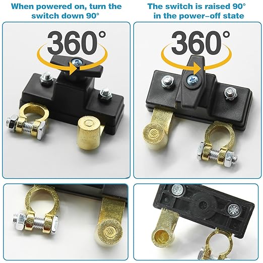 2Pcs Car Battery Power Cut-Off Switch Breaker Pure Copper, Smart Car Battery Disconnect Stable Transmission Switch Supplies, High Conductivity Disconnect Heavy Duty for Truck Boat Rv