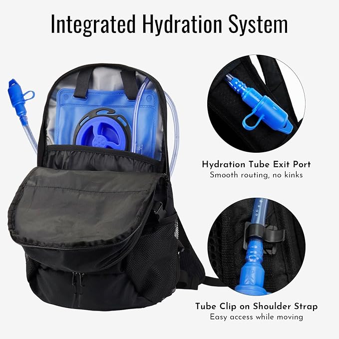 Zavothy 20L Multipurpose Hiking Backpack with 3L Water Bladder – Durable Hydration Backpack with Insulated Bladder Compartment, Hidden Helmet Holder & Rain Cover – for Hiking, Commuting, and Camping