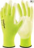 COOLJOB 60 Pairs Safety Work Gloves Pack Bulk with Grip PU Coating, 13 Gauge Seamless Knit Gloves with Polyurethane Dipped for Warehouse Working, Breathable Lightweight for Men Women, Yellow Small