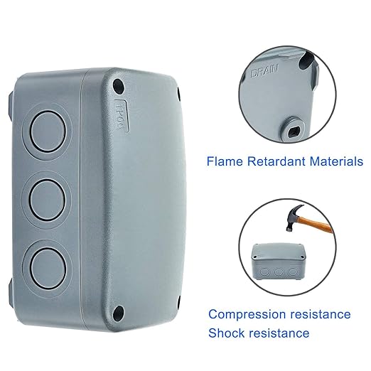 Nineleaf 6PK Outdoor Junction Box ABS Plastic Dustproof IP66 Waterproof Universal Electrical Boxes Project Enclosure Grey 4 7/8" 3 1/4" 2 1/4" inch (125x86x62mm) fit 20mm Cable Gland for Outdoor Use