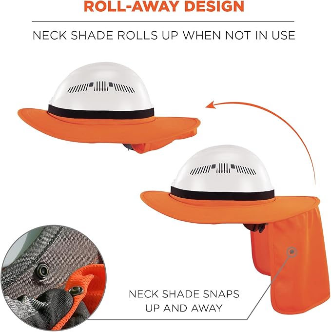 Ergodyne Chill Its 6661 Universal Hard Hat Brim Sun Shade with Neck Flap, Safety Helmet Sun Shield