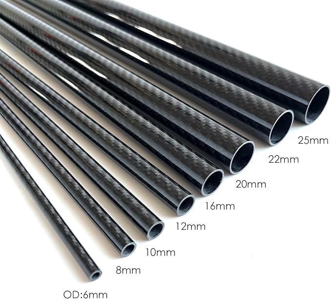4pcs Carbon Fiber Tube 8mmx6mmx420mm 3K roll Wrapped Twill Glossy Finish