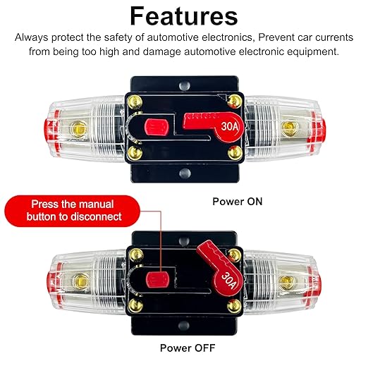 30 Amp Circuit Breaker with Manual Reset Switch Waterproof 12V-48V DC Resettable Fuse for Boat Trolling Motor Marine ATV Trailer Vehicles Stereo Audio Electronic Battery Solar System