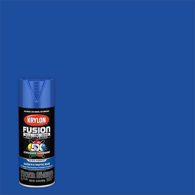 Krylon K02716007 Fusion All-In-One Spray Paint for Indoor/Outdoor Use, Gloss Patriotic Blue, 12 Ounce (Pack of 2)