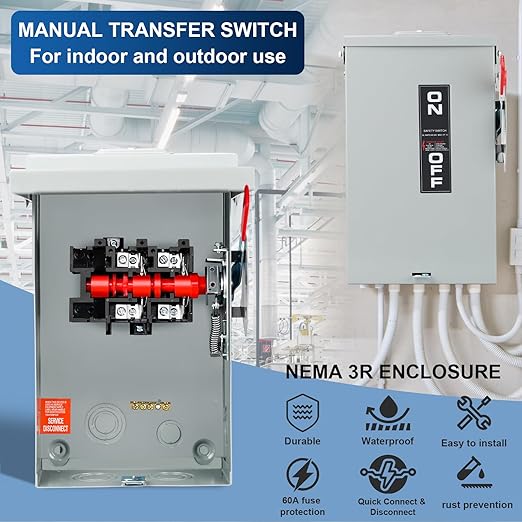 2P 60Amp 120V/240V General Duty Safety Switch，Disconnect Switches Box，Quick Disconnect Safety Switch