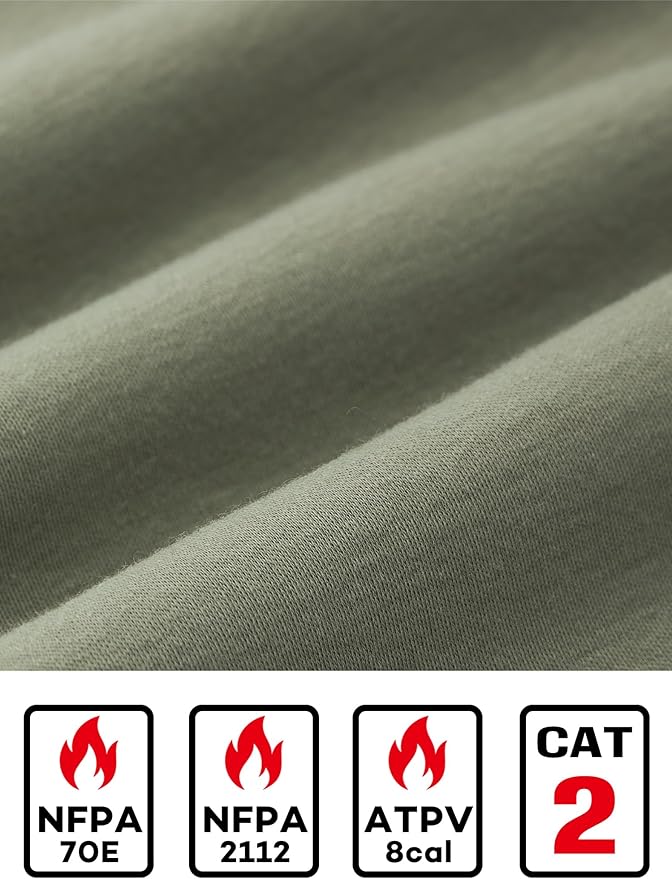 FR Shirts for Men 5.5oz Lightweight Bird's Eye Mesh Back Panel for Ventilation Long Sleeve CAT2 Fire Resistant Shirts