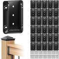 30 Pcs Deck Railing Bracket Connectors for 2"×4“ (Actually 1.5”x3.5“) Wood Post to Handrail Connection, Railing Connectors with 210 Pcs Galvanized Black Screws for Wooden Stair Fence Railings