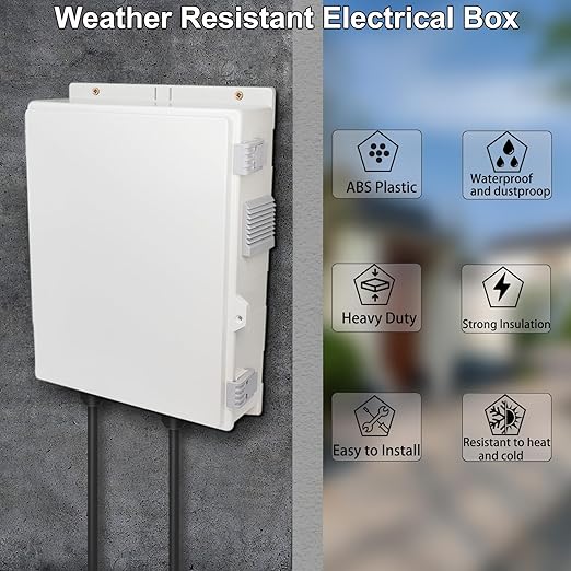 Outdoor Electrical Junction Box, Ventilation and Heat Dissipation ABS Plastic Project Enclosure with Internal Mounting Panel 15.7"x 11"x 4.1"