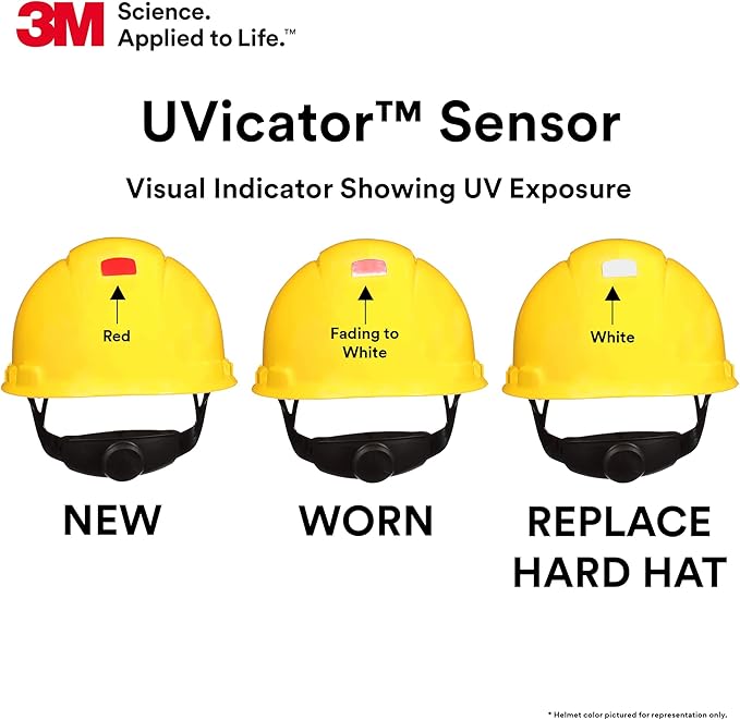 3M Hard Hat SecureFit H-700 Series Cap Style Safety Helmet with Uvicator Sensor, 4-Point Pressure Diffusion Ratchet Suspension