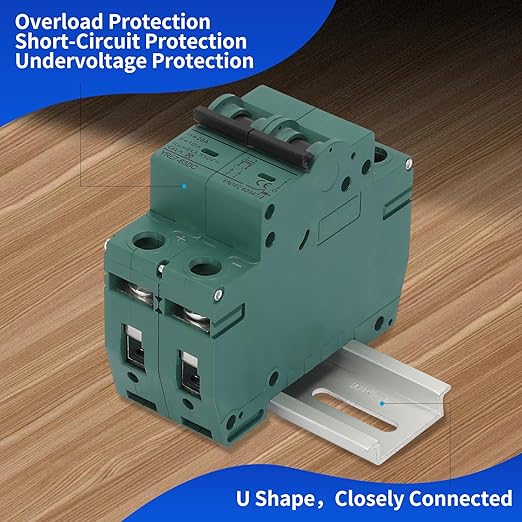 63Amp DC Miniature Polarity Circuit Breaker, 500V 2Pole DC PV Disconnect Switch, DIN Rail Mount Circuit Breaker(C63A)
