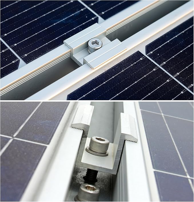 uxcell Set of 4 Solar Panel Mount Mid Clamps, 30mm Aluminum Solar Mid Clamp Solar Panel System Install Accessories for PV System Mounting Bracket