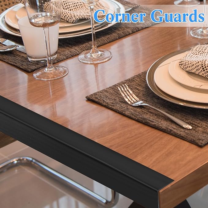 Sasylvia 10 Pcs Wall Corner Protector Guards, Vinyl 1 x 48 Inch, Black Corner Trim Molding, Avoid Scratching Scuffs, Ease Install and Cleaning for Door Countertop Furniture Cabinet Protection