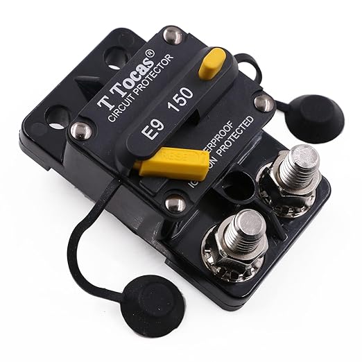 E9 150A Amp Circuit Breaker Double 3/8" Studs with Manual Reset 12V - 48V DC | Waterproof IP67 150A Switchable
