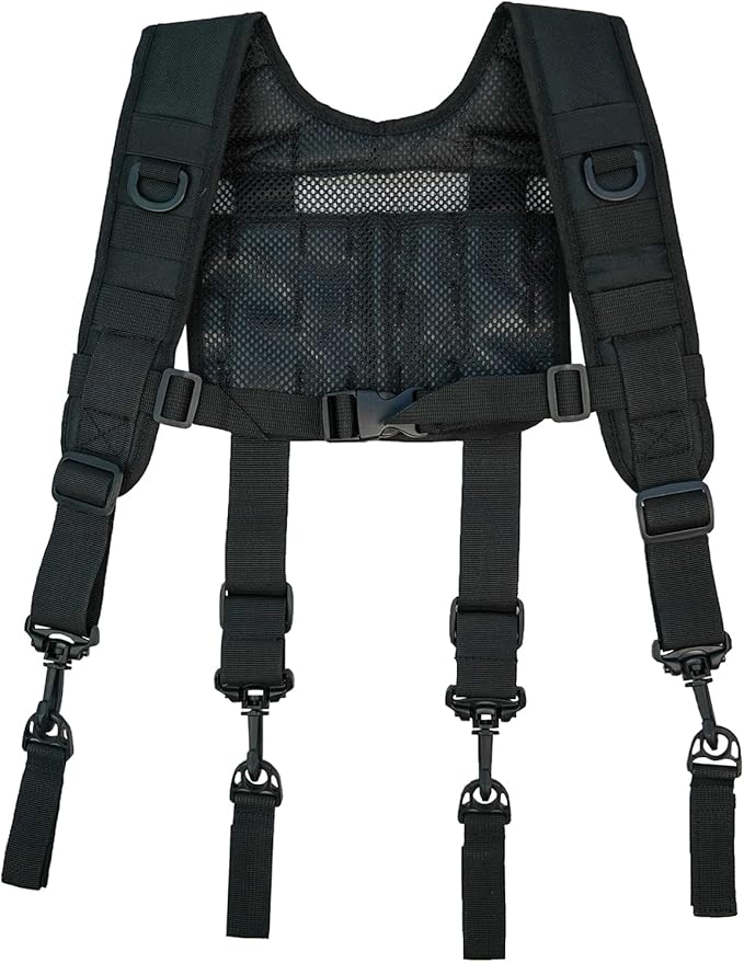 KUNN Tactical Police Suspenders for Duty Belt Harness Law Enforcement with Adjustable Strap and 4 Tool Belt Loops