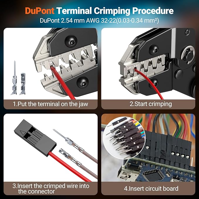 Preciva Crimping Tool Connector kit - AWG28-16/0.08-1.5mm² Ratcheting Crimper with 620Pcs Connectors and 1600Pcs Pins | Crimp Tool for Dupont, JST, ATX, EPS, PCIE, SATA Series