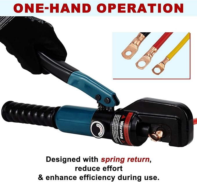 Hydraulic Crimping Tool Kit-10 Tons 12 AWG to 2/0 AWG for Wire Battery Cable Lug, Terminal Crimper Tool with 9 Die Sets, 1/8” Wire Rope Crimping Tool