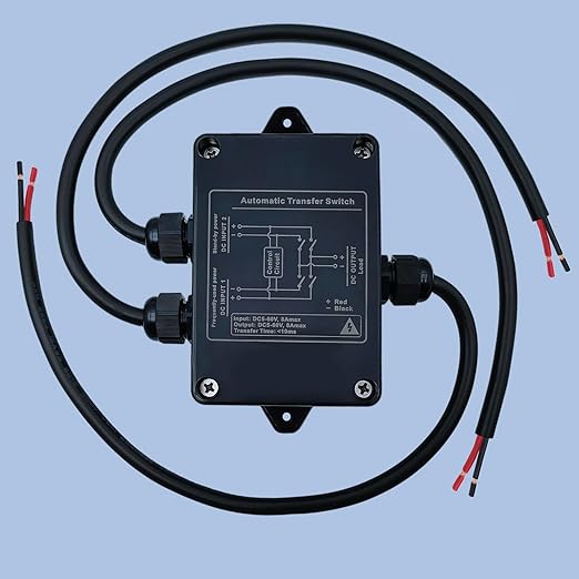 Automatic Transfer Switch DC 60V 5A ATS Auto Transfer Switch,Generator Transfer Switch for RV Camping,Surveillance System,Refrigerator.(DC Double Switching