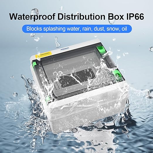 Mollom 24 Way HA Series Power Distribution Box with Bus Bars and Din Rail for Miniature Circuit Breaker MCB,Waterproof IP66,Solar Power Distribution Panel for Indoor and Outdoor Use