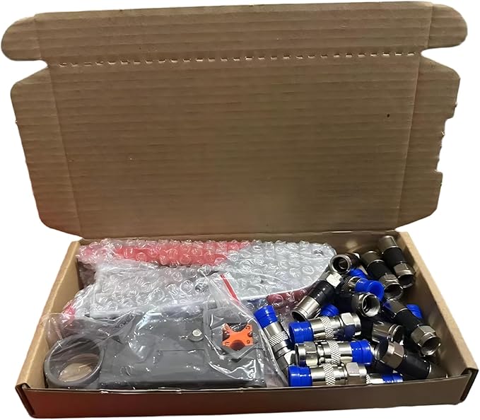 Coax Cable Crimper Tool Kit with 20pcs F Type RG59 RG6 Compression Connectors Coaxial Cable Stripper Coaxial Cable Compression Tool Kit