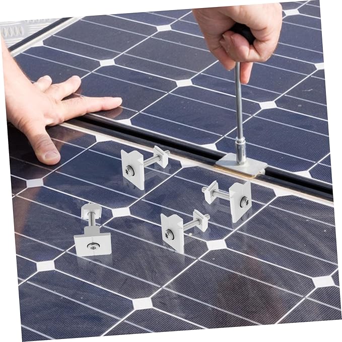 4pcs Aluminum Alloy Solar Panel Mid Clamps with Bolts and Washers for Secure Mounting Fit for Various Solar Installations Easy Installation and High Precision Design