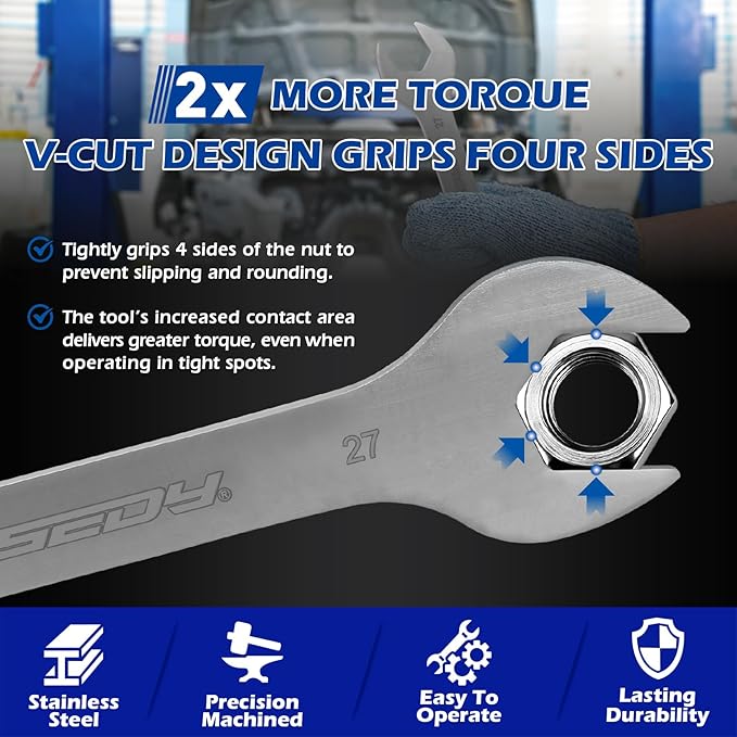 10-Piece Super Thin Open-End Wrench Set, Metric 5.5–27mm, 3mm Thickness Slim Wrench Set for Tight Spaces, Nickel Plated Flat Wrenches with Rolling Storage Pouch