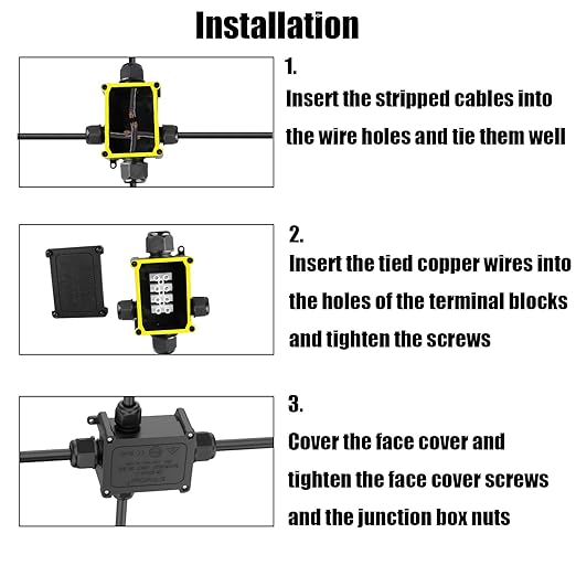 4 Way IP68 Waterproof Junction Box, 2 Pack Outdoor Electrical Terminal Block with Screwdriver, for Landscape Lighting, Garden Lights, LED Displays, Solar and Marine Applications
