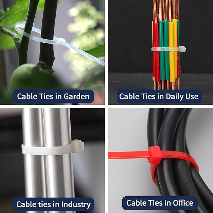 XINGO 10 Inch White Cable Zip Ties (500 Pack), 40 Lbs Tensile Strength-Heavy Duty, Self-Locking Nylon Plastic Nylon Wire Ties for indoor and outdoor use