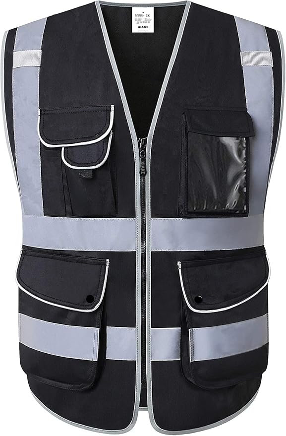 XIAKE 9 Pockets Class 2 High Visibility Reflective Safety Vest for Men Women,Meets ANSI/ISEA Standard