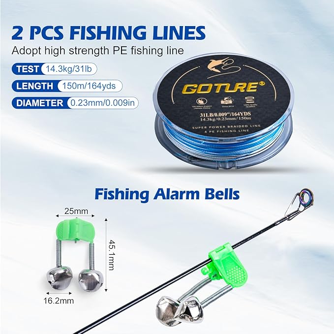 GOTURE Telescopic Fishing Rod and Reel Combos, Carbon Fiber Travel Fishing Pole, 9+1 BB Spinning Reel, Saltwater Freshwater Fishing Gear Kit with Braided Line, Lures, Carrier Bag for Bass Trout