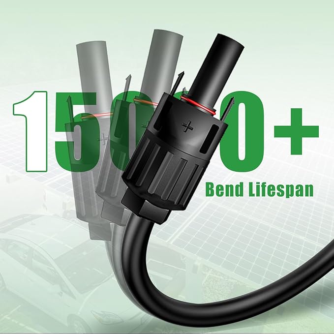 Twin Wire 6FT Solar Extension Cable - 10AWG (6mm²) Solar Panel Connector, with IP67-Male/Female Solar connectors for Outdoor Automotive RV Boat Marine Solar Panel- Black & Red