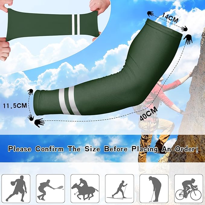 SATINIOR 3 Pcs Sun Hard Hat Neck Protection High Visibility Full Brim Mesh Sun Protection Bandana Headband Arm Sleeves with Reflective Strap for Construction Helmet Hard Hat(Military Green)