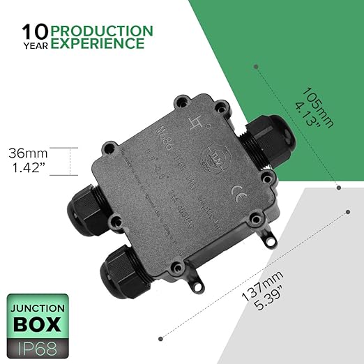 3 Way Electrical Junction Box, La Vane IP68 Waterproof 3 Way Cable Connector Lighting Connector Electric External Coupler, Cable Gland Ø 4-14mm