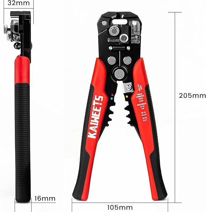 KAIWEETS Self Adjusting Wire Stripper - 3 in 1 Heavy Duty Automatic Wire Stripping Tool | 10-24 AWG Wire Cutter for Electrical Cable Cutting, Crimping Tool