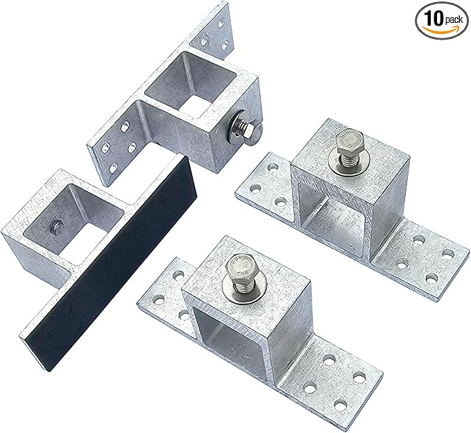 Metal Roof Mounting Bracket for Unistrut Channel & Solar Racking - Extruded 6061-T6 Aluminum – Four Screw Down Top Mounting Brackets for Slotted Framing Strut – (10 Pcs) (10)