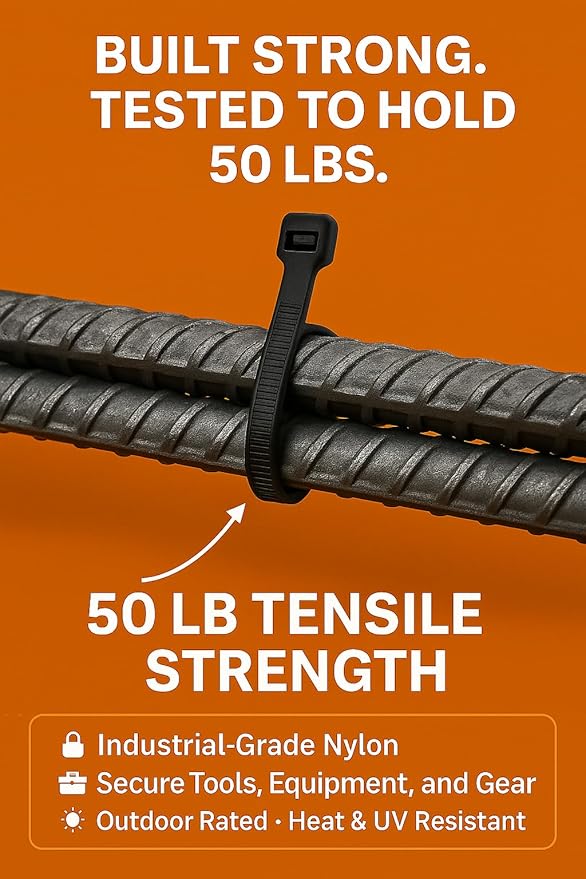 14 inch Zip Ties Heavy Duty Black, 50 Lb Tensile Strength UV resistant, Self-locking, Multi-purpose Nylon Cable Ties Heavyduty Wire Ties, Tie Wraps for Office, Home,Outdoors, Cable Management by Nirah