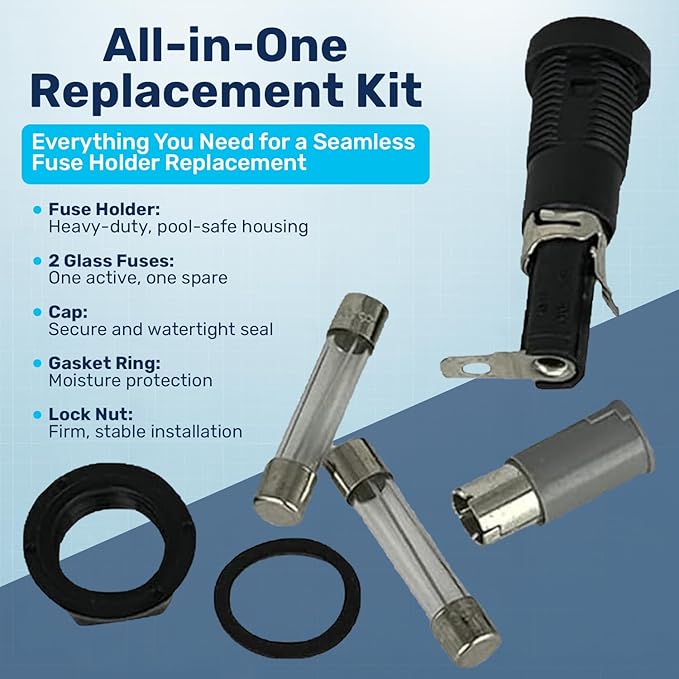 RV52124 Salt System Fuse Holder Replacement with 2 Fuses | Direct Replacement of 521248Z | Essential Pool Maintenance Accessory - Upgrade Your Pool's Performance Now!