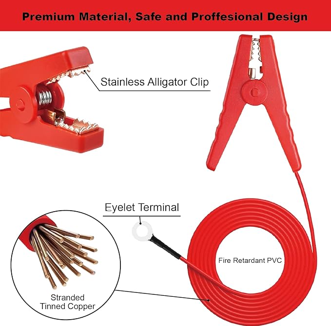 Fence Lead Copper Wire with Alligator Clips for Electric Fence Charger, Wide Compatibility for Solar Fence Charger, Energizer, Wire Fencing & Electric Fence Tester
