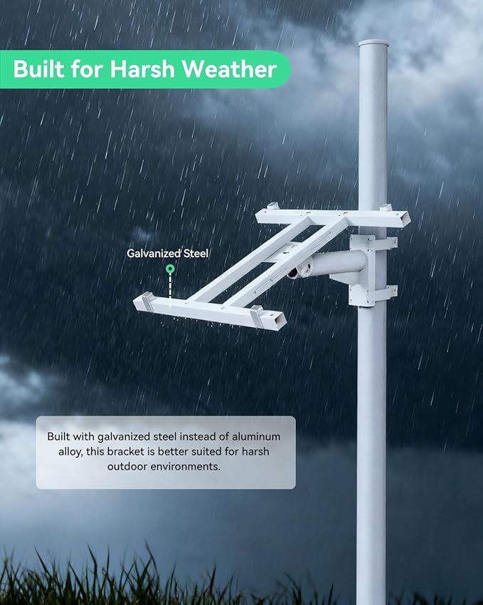 LINOVISION Pole Mount Bracket for Solar Panel 50W to 150W, Solid Galvanized Steel Structure and Adjustable Tilt Angle