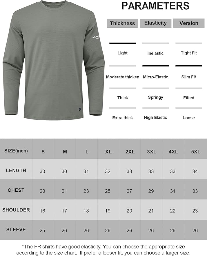 FR Shirts Flame Resistant Shirt 5.5OZ Modacrylic Permanently Flame-Retardant FR Baselayer for Men Light Weight CAT1