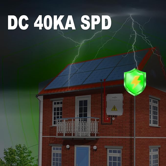 2P 40KA DC1000V Surge Arrestor, Protective Device Din-Rail Mount PV Solar System, DC Photovoltaic Lightning Protector Voltage Arrester4.0KV