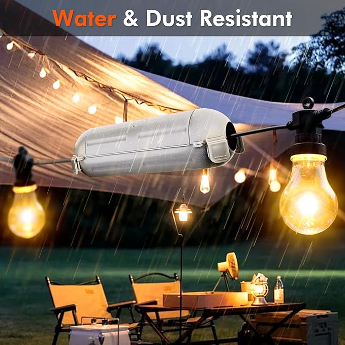 RESTMO 2 Pack Compact Outdoor Extension Cord Cover, IP44 Waterproof Box and Safety Housing Case, Ideal to Protect Outdoor Plugs, Electrical Connections, Holiday Decoration Lights, Light Gray