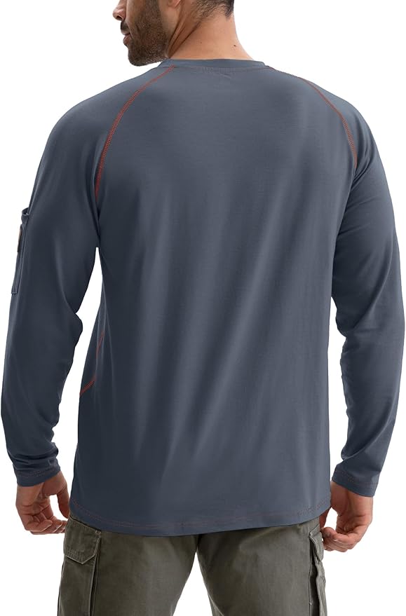 WORKWEYA FR Shirts for Men 6OZ Light Weight Welding Shirts Thumb Hole Stretch Breathable NFPA2112 CAT2 for Summer