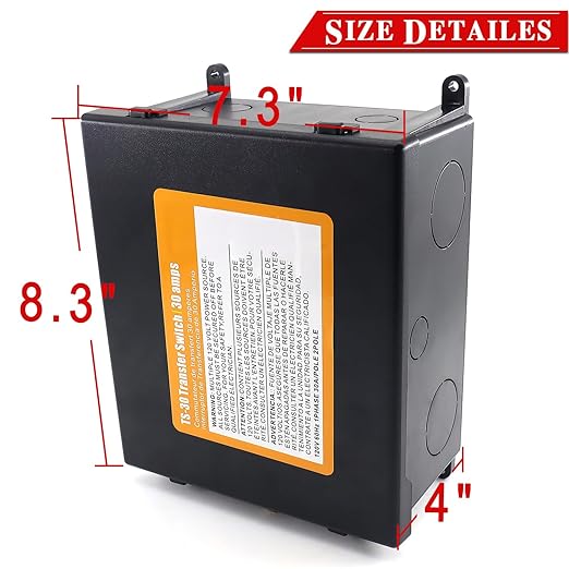 30 Amp Transfer Switch Automatic Transfer Switch for RV, Travel Trailer and Camper Van, Generator Transfer Switch for Inverter/Shore Power/Generators, 120V