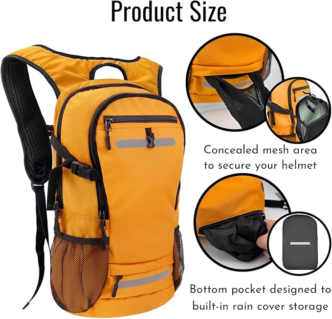 Zavothy 20L Multipurpose Hiking Backpack with 3L Water Bladder – Durable Hydration Backpack with Insulated Bladder Compartment, Hidden Helmet Holder & Rain Cover – for Hiking, Commuting, and Camping