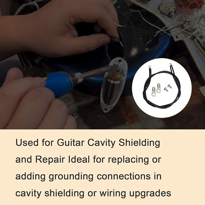 001-2869-000, 2 Sets Guitar Cavity Ground Lug with Screws and Ground Wires, Compatible with F Style Guitars, Shielding & Grounding Kit