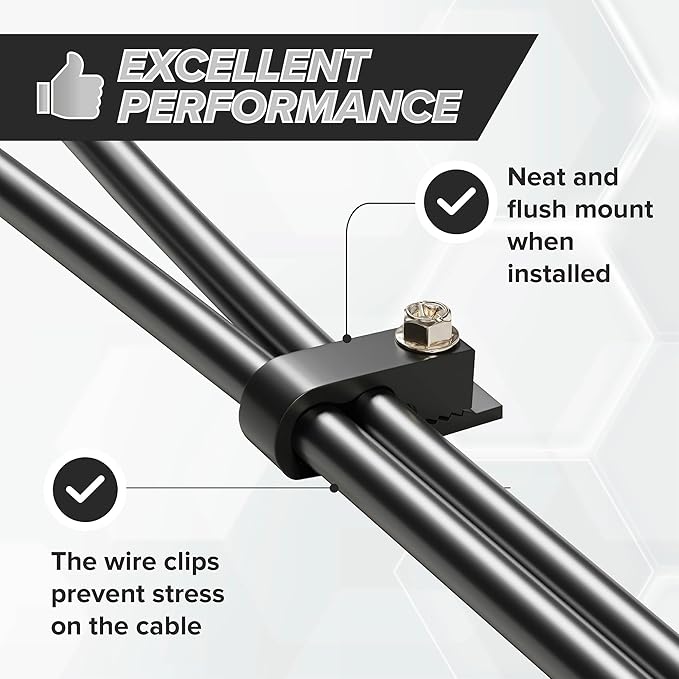 THE CIMPLE CO Dual Cable Clips, 10 PCS, Indoor/Outdoor Cord Management, 1/2 in Wire Clips for Coax, Ethernet, Electrical Wire, Screw Clips for Wires on Wall, Black