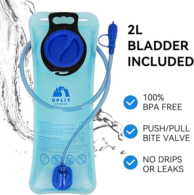 Hydration Backpack with 2L Bladder – Durable Lightweight Water Pack for Running, Hiking, Biking – Fits Men, Women, Youth