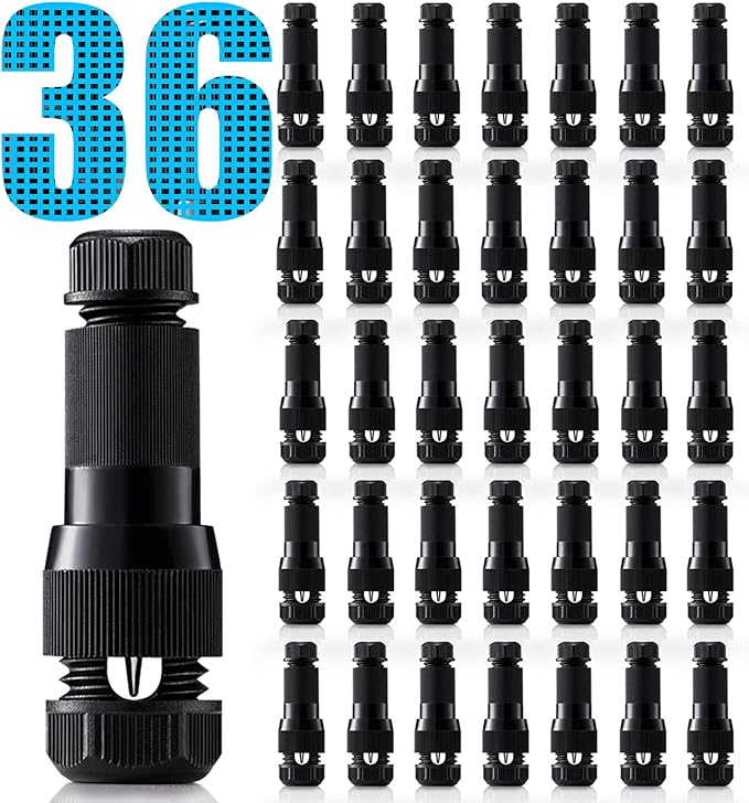 SUNVIE Low Voltage Wire Connector Waterproof Landscape Lighting Connectors 12-14 Gauge Wire Connectors, Low Voltage Landscape Wire Connectors for Path Light Spot Light and Other Outdoor Light, 36Pack
